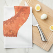 Oranje hartdraak op wit theedoek (Quarter Fold)