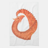 Oranje hartdraak op wit theedoek (Verticaal)