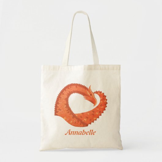 Oranje hartdraak op wit tote bag (Voorkant)