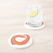 Oranje hartdraak op wit zandsteen onderzetter (Zijkant)