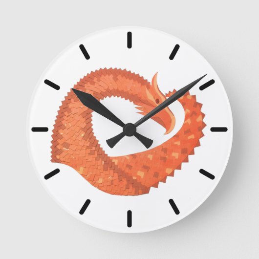 Oranje hartdraak wit ronde klok (Voorkant)
