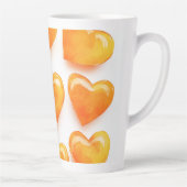Oranje Harten Aquarel Digitale Kunst Latte Mok (Rechts)