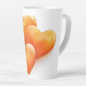 *Oranje harten aquarel Latte Mok (Rechterhoek)
