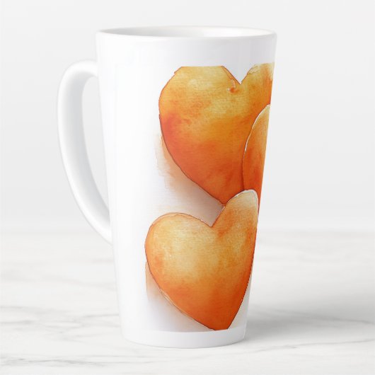 *Oranje harten aquarel Latte Mok (Linkerhoek)