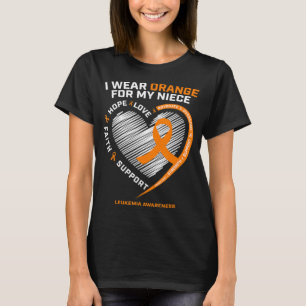 Oranje hartlint voor mijn nichtleukemiesoorten t-shirt