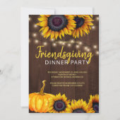 Oranje Harvest Barn Wood Friendsgiving Dinner Kaart (Voorkant)