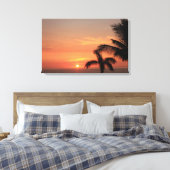 Oranje Hawaïaanse Zonsondergang Hemel met Palmen Canvas Afdruk (Insitu (Slaapkamer))