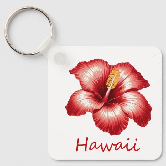 Oranje Hawaii hibiscus Sleutelhanger (Voorkant)