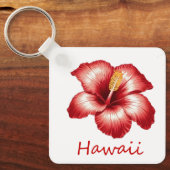 Oranje Hawaii hibiscus Sleutelhanger (Voorkant)