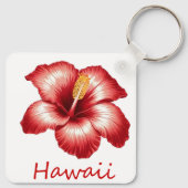 Oranje Hawaii hibiscus Sleutelhanger (Achterkant)