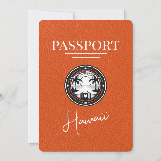 Oranje Hawaii Passport Bewaar de datum Save The Date (Voorkant)