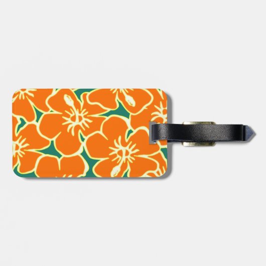 Oranje Hawaiian Hibiscus Flowers Bagagelabel (Achterkant horizontaal)