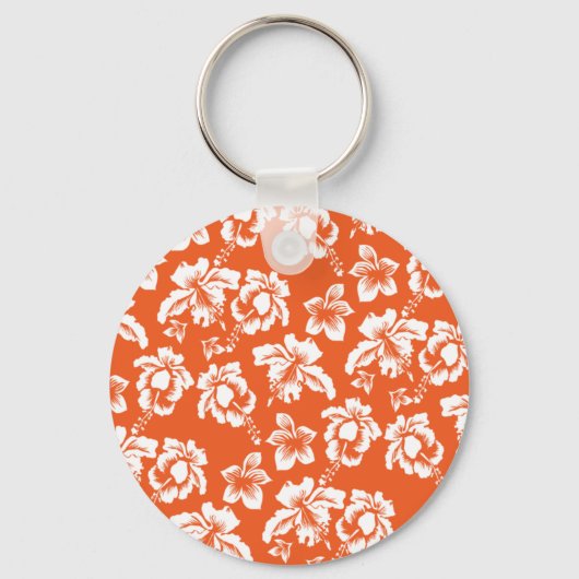 Oranje Hawaiian Hibiscus Sleutelhanger (Voorkant)