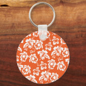 Oranje Hawaiian Hibiscus Sleutelhanger (Voorkant)