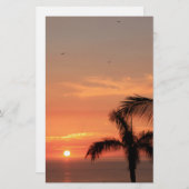 Oranje Hawaiian Sunset, Birds and Palm Trees Briefpapier (Voorkant / Achterkant)