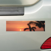 Oranje Hawaiian Sunset, Birds and Palm Trees Bumpersticker (Op auto)