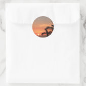 Oranje Hawaiian Sunset, Birds and Palm Trees Ronde Sticker (Tas)