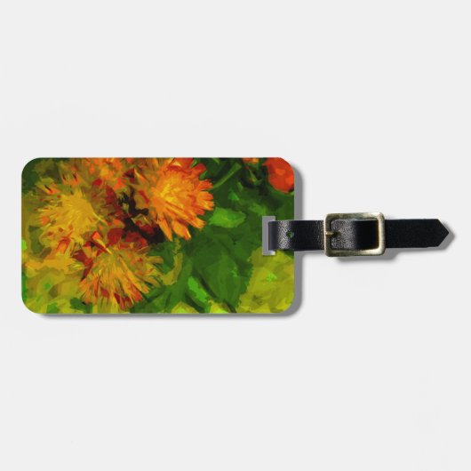 Oranje Hawkweed Blossom Abstract Impressionisme Bagagelabel (Voorkant horizontaal)