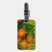 Oranje Hawkweed Blossom Abstract Impressionisme Bagagelabel (Voorkant verticaal)
