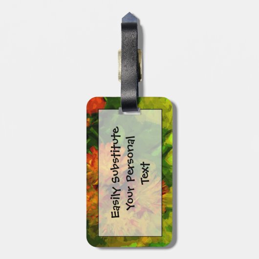 Oranje Hawkweed Blossom Abstract Impressionisme Bagagelabel (Achterkant verticaal)