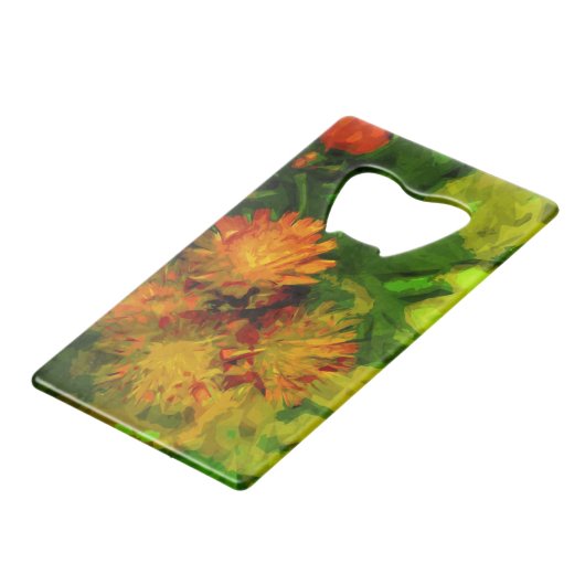 Oranje Hawkweed Blossom Abstract Impressionisme Creditkaart Flessenopener (Achterkant Gekanteld)