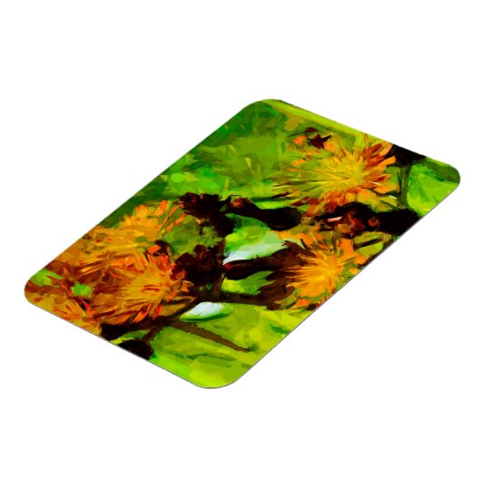 Oranje Hawkweed Blossom Abstract Impressionisme Magneet (Linkerzijde)