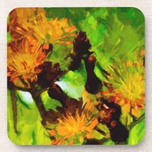 Oranje Hawkweed Blossom Abstract Impressionisme Onderzetter