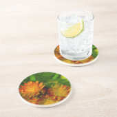 Oranje Hawkweed Blossom Abstract Impressionisme Zandsteen Onderzetter (Zijkant)