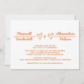 Oranje Heart Equation Wedding Invite Kaart (Voorkant)