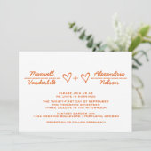 Oranje Heart Equation Wedding Invite Kaart (Staand voorkant)