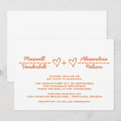 Oranje Heart Equation Wedding Invite Kaart (Voorkant / Achterkant)