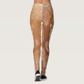 Oranje Heart Lace AI kunst Leggings (Achterkant)