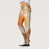 Oranje Heart Lace AI kunst Leggings (Links)
