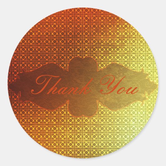 Oranje hedendaags Keltisch patroon Ronde Sticker (Voorkant)