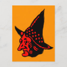 Oranje heks Halloween Briefkaart