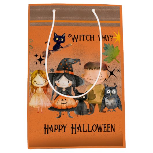 Oranje heks manier Halloween Medium Cadeauzakje (Voorkant)