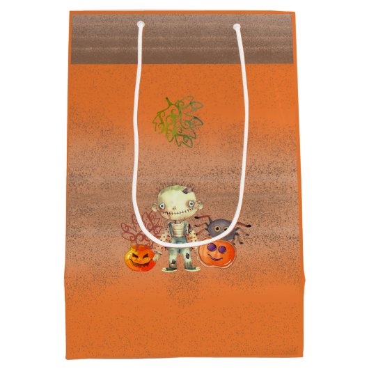 Oranje heks manier Halloween Medium Cadeauzakje (Achterkant)