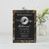 Oranje heks silhouet halloween feest kaart (Staand voorkant)