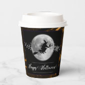 Oranje heks silhouet halloween papieren bekers (Achterkant)