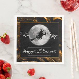 Oranje heks silhouet halloween servet