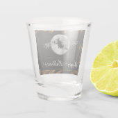 Oranje heks silhouet halloween shot glas (Achterkant)