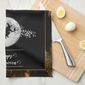 Oranje heks silhouet halloween theedoek (Quarter Fold)