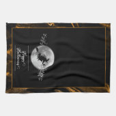 Oranje heks silhouet halloween theedoek (Horizontaal)