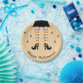 Oranje heksenpoten en spinnen blij Halloween Papieren Bordje (Feest)