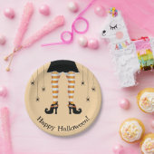 Oranje heksenpoten en spinnen blij Halloween Papieren Bordje (Feest)