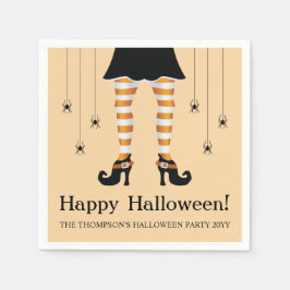 Oranje heksenpoten en spinnen blij Halloween Servet