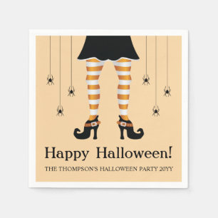 Oranje heksenpoten en spinnen blij Halloween Servet