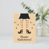 Oranje heksenpoten en spinnen blij Halloween tekst Briefkaart (Staand voorkant)