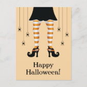 Oranje heksenpoten en spinnen blij Halloween tekst Briefkaart (Voorkant)
