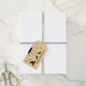 Oranje heksenpoten en spinnen blij Halloween tekst Cadeaulabel (Met Touw)